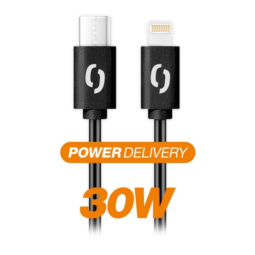 Aligator DATKP60 - USB kabelis USB-C / Lightning, 30 W Power Delivery, 2,5 m, melns