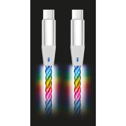 Aligator DATKP62 - USB kabelis USB-C / USB-C ar LED apgaismojumu 65W Power Delivery 1,2m