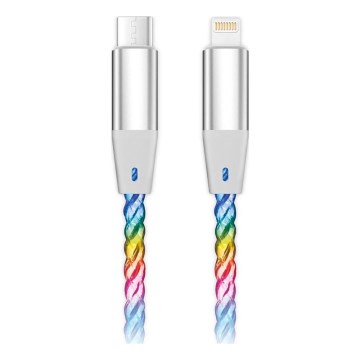 Aligator DATKP63 - USB kabelis USB-C / Lightning ar LED apgaismojumu 30W Power Delivery 1,2m