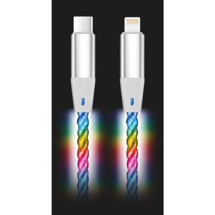 Aligator DATKP65 - USB kabelis USB-C / Lightning ar LED apgaismojumu 30W Power Delivery 0,5m