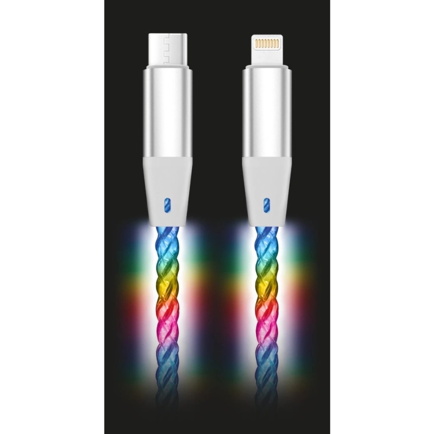 Aligator DATKP65 - USB kabelis USB-C / Lightning ar LED apgaismojumu 30W Power Delivery 0,5m