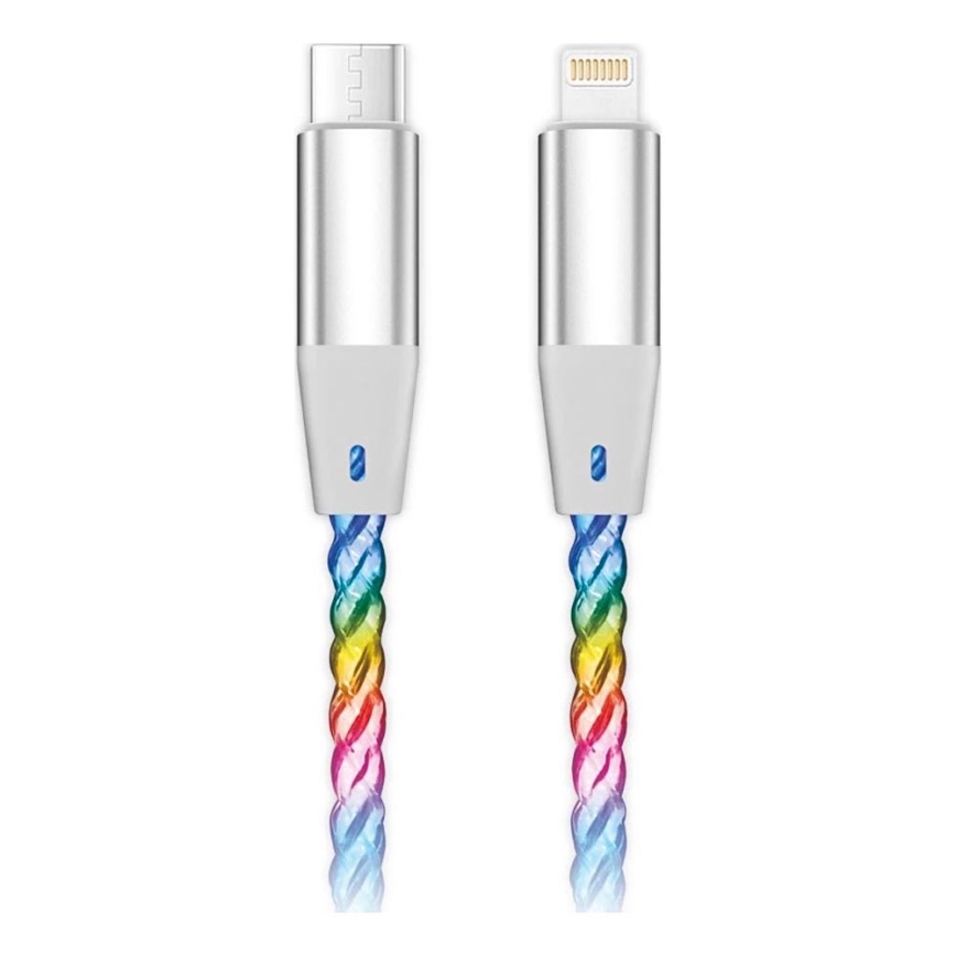 Aligator DATKP65 - USB kabelis USB-C / Lightning ar LED apgaismojumu 30W Power Delivery 0,5m