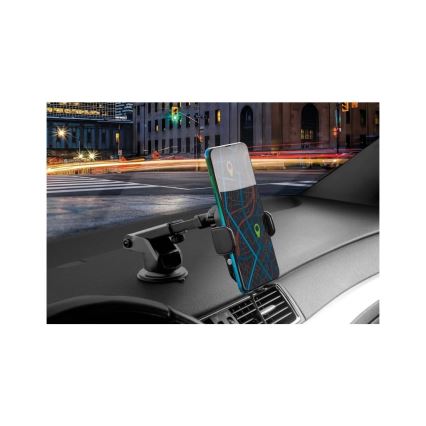 Aligator HAK2 - automātiski aizverams telefona turētājs automašīnai ar Qi 15W bezvadu uzlādi, melns