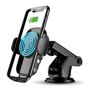 Aligator HAK2 - automātiski aizverams telefona turētājs automašīnai ar Qi 15W bezvadu uzlādi, melns