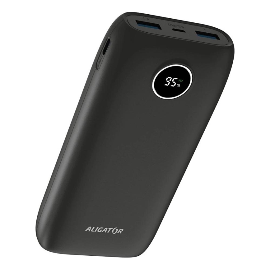 Aligator PBPD20BK - Power banka ar LCD displeju Power Delivery 20000 mAh/20W/3,7V melna