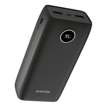 Aligator PBPD30BK - Power banka ar LCD displeju Power Delivery 30000 mAh/20W/3,7V melna