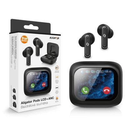 Aligator TWS07 - Bezvadu Pods austiņas ar LCD un ANC, 400 mAh + 2x 40 mAh, melnas