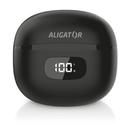 Aligator TWS08BK - Bezvadu austiņas ar ANC, 200 mAh + 2x 30 mAh, IP40, melnas