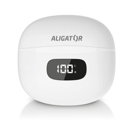 Aligator TWS08WT - Bezvadu austiņas ar ANC, 200 mAh + 2x 30 mAh, IP40, baltas