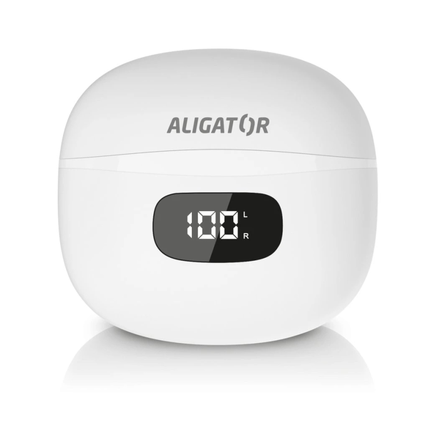Aligator TWS08WT - Bezvadu austiņas ar ANC, 200 mAh + 2x 30 mAh, IP40, baltas