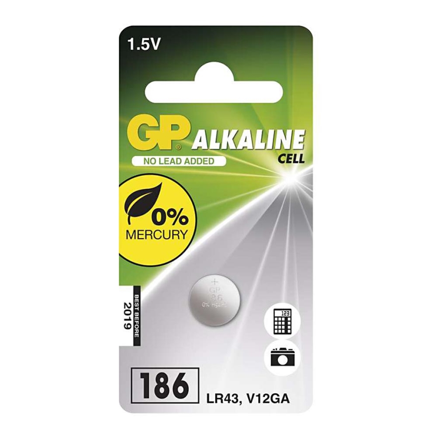 Alkaline pogas tipa baterija LR43 GP ALKALINE 1,5V/70 mAh