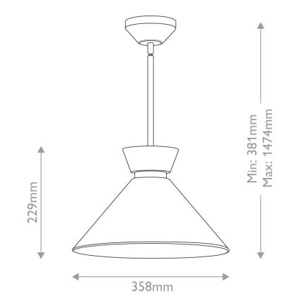 Alora Mood - griestu lampa ar stieni HALSTON 1xE27/60W/230V, melna