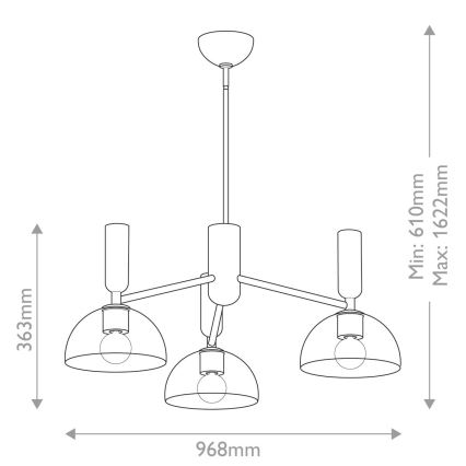 Alora Mood - Lustra ar stieni JUDE 3xE27/60W/230V d. 96,8 cm misiņš