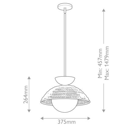 Alora Mood - lustra ar stieni PERTH 1xE27/60W/230V Ø 37,5 cm melna