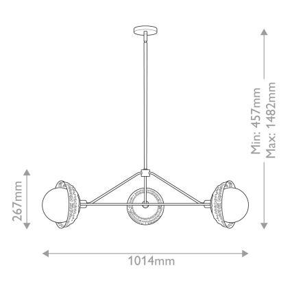 Alora Mood - Lustra ar stieni PERTH 3xE14/40W/230V zeltaina