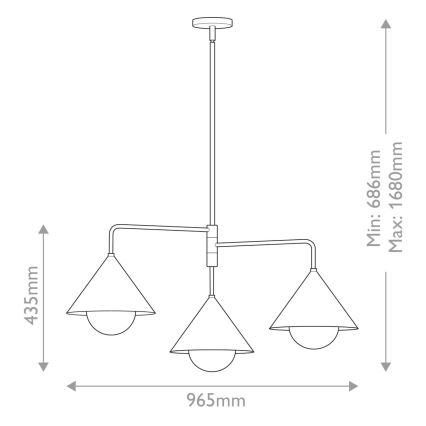Alora Mood - Lustra uz stieņa REMYCK 3xE27/60W/230V zelta