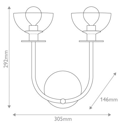 Alora Mood - Sienas gaismeklis SYLVIA 2xE14/40W/230V zelta