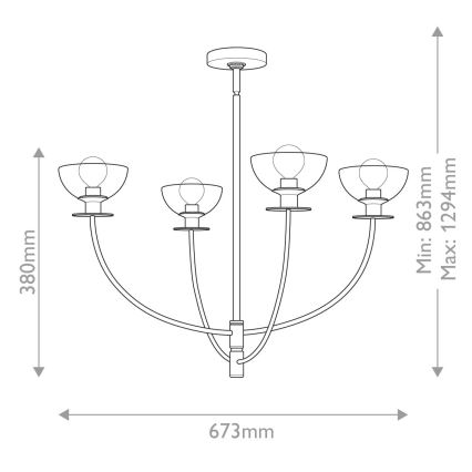 Alora Mood - Lustra uz stieņa SYLVIA 4xE14/40W/230V zelta