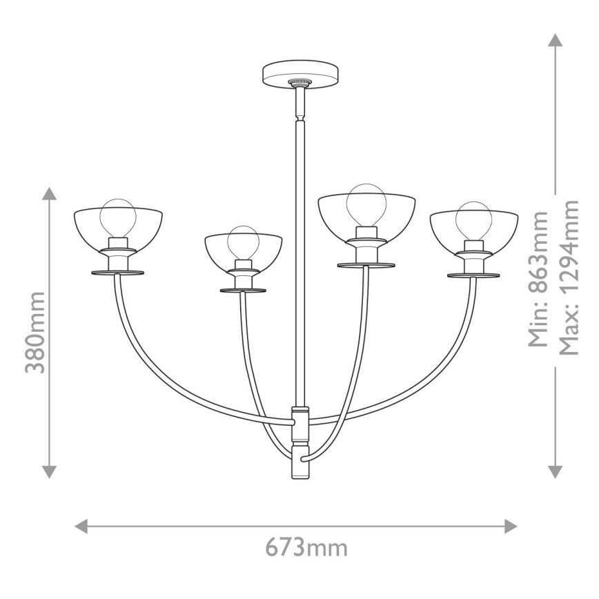 Alora Mood - Griestu lustra uz stieņa SYLVIA 4xE14/40W/230V melna