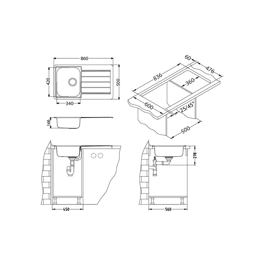 ALVEUS 1065560 - Virtuves izlietne LINE 86x50 cm matēts tērauds/satīna