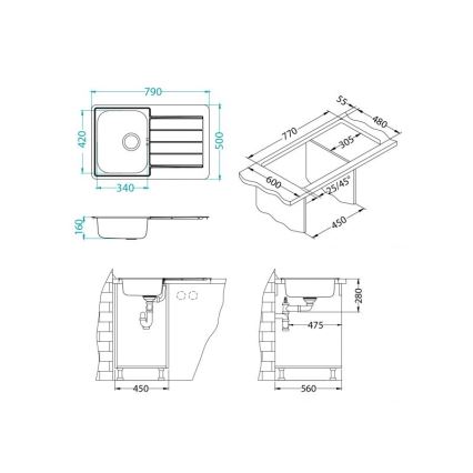 ALVEUS 1069147 - Virtuves izlietne LINE 79x50 cm nerūsējošais/satīns