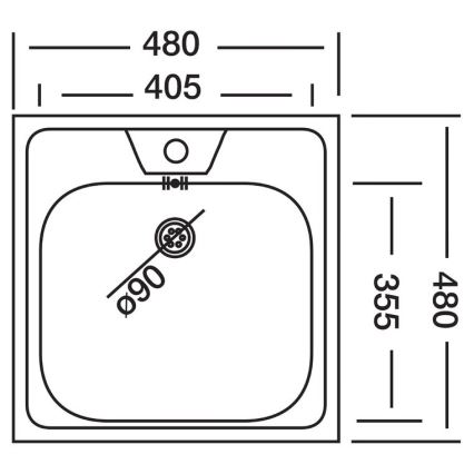 ALVEUS 1074634 - Virtuves izlietne ALLUX 48x48 cm, no nerūsējošā tērauda ar satīna apdari