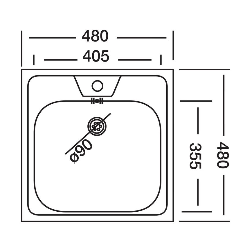 ALVEUS 1074634 - Virtuves izlietne ALLUX 48x48 cm, no nerūsējošā tērauda ar satīna apdari