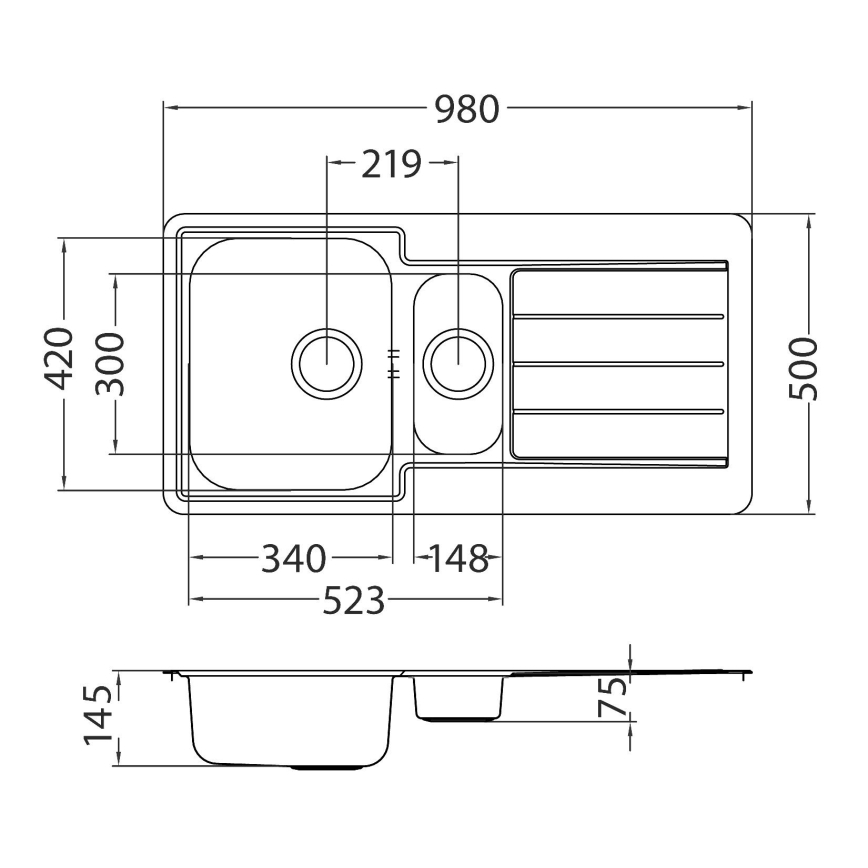 ALVEUS 1082440 - Virtuves izlietne LINE 98x50 cm, nerūsējošā tērauda satīna apdare