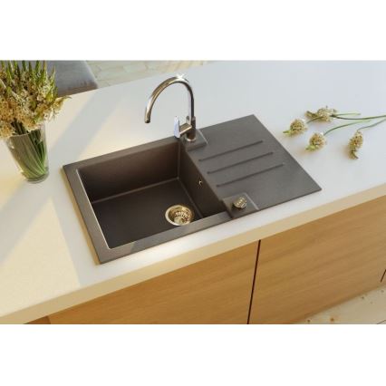 ALVEUS 1090942 - Virtuves izlietne ROCK 78x48 cm granīts/melna