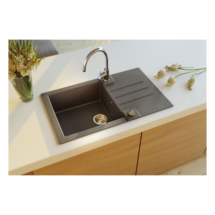 ALVEUS 1090942 - Virtuves izlietne ROCK 78x48 cm granīts/melna