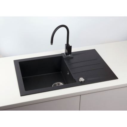 ALVEUS 1090942 - Virtuves izlietne ROCK 78x48 cm granīts/melna