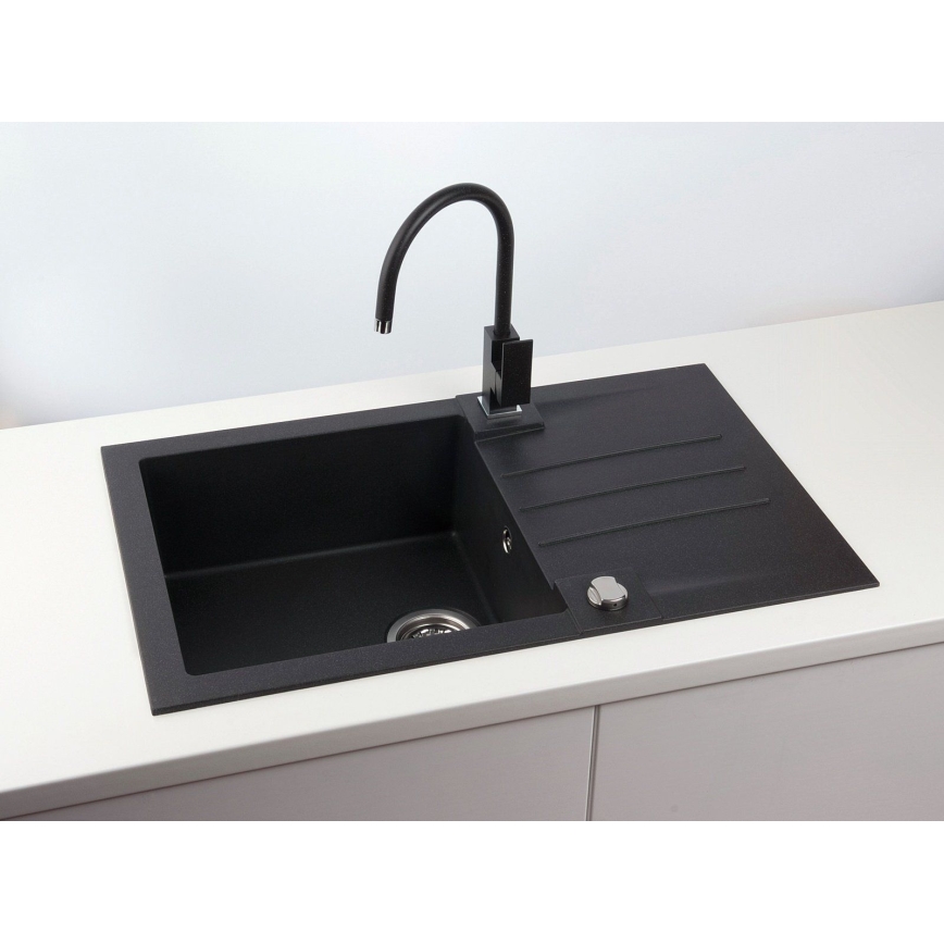 ALVEUS 1090942 - Virtuves izlietne ROCK 78x48 cm granīts/melna