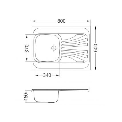 ALVEUS 1095618 - Virtuves izlietne CLASSIC 80x60 cm, nerūsējošais tērauds (satīna apdare), bez apmales, ar maināmu orientāciju
