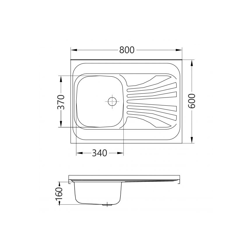 ALVEUS 1095618 - Virtuves izlietne CLASSIC 80x60 cm, nerūsējošais tērauds (satīna apdare), bez apmales, ar maināmu orientāciju