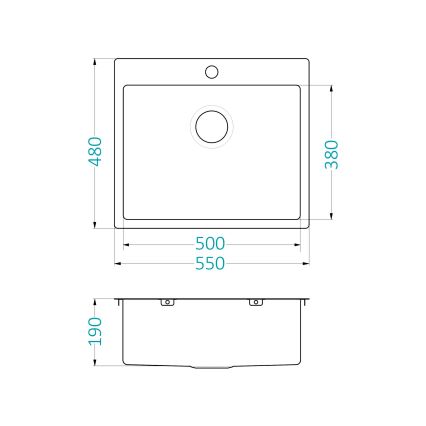 ALVEUS 1124382 - Virtuves izlietne QUARTO 55x48 cm satīna