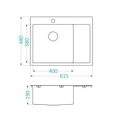 ALVEUS 1124383 - Virtuves izlietne QUARTO 61,5x48 cm satīna