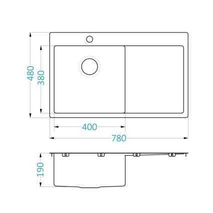 ALVEUS 1124384 - Virtuves izlietne QUARTO 78x48 cm satīna
