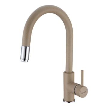 ALVEUS 1129020 - Izlietnes krāns ar izvelkamu sprauslu DELOS 38 cm granīts/bēša