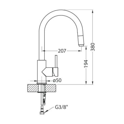 ALVEUS 1129020 - Izlietnes krāns ar izvelkamu sprauslu DELOS 38 cm granīts/bēša