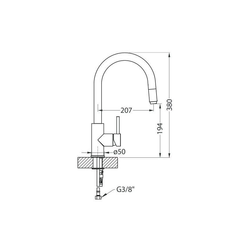 ALVEUS 1129020 - Izlietnes krāns ar izvelkamu sprauslu DELOS 38 cm granīts/bēša