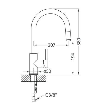 ALVEUS 1129021 - Izlietnes krāns ar izvelkamu sprauslu DELOS 38 cm matēts hroms
