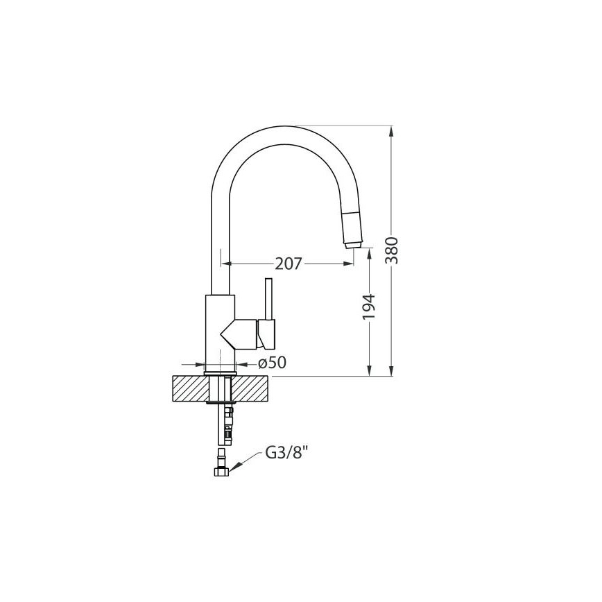 ALVEUS 1129021 - Izlietnes krāns ar izvelkamu sprauslu DELOS 38 cm matēts hroms