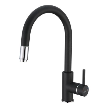ALVEUS 1129022 - Izlietnes krāns ar izvelkamu sprauslu DELOS 38 cm granīts/melna
