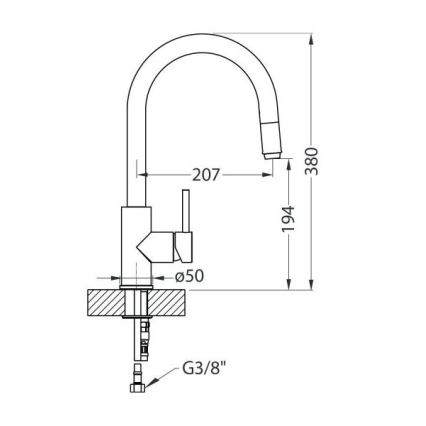 ALVEUS 1129022 - Izlietnes krāns ar izvelkamu sprauslu DELOS 38 cm granīts/melna