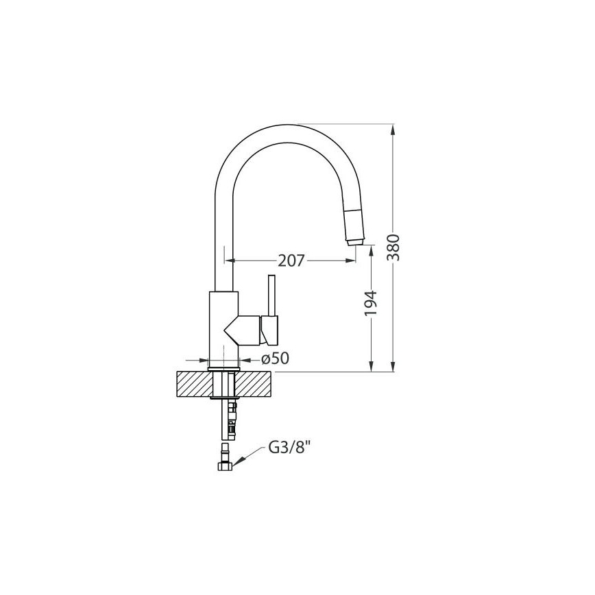 ALVEUS 1129022 - Izlietnes krāns ar izvelkamu sprauslu DELOS 38 cm granīts/melna