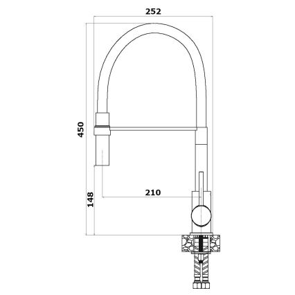 ALVEUS 1129024 - Virtuves jaucējkrāns ar elastīgu izlietnes kaklu ELIA 45 cm spīdīgi hromēts/melns