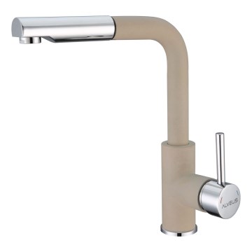 ALVEUS 1129045 - Izlietnes krāns ar izvelkamu sprauslu SIROS 29,7 cm granīts/bēša