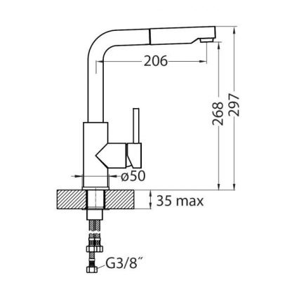 ALVEUS 1129045 - Izlietnes krāns ar izvelkamu sprauslu SIROS 29,7 cm granīts/bēša