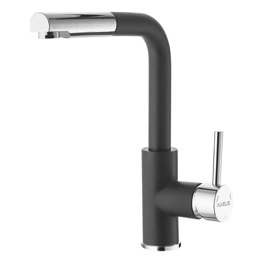 ALVEUS 1129048 - Izlietnes krāns ar izvelkamu sprauslu SIROS 29,7 cm granīts/melna