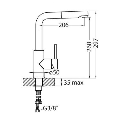 ALVEUS 1129048 - Izlietnes krāns ar izvelkamu sprauslu SIROS 29,7 cm granīts/melna